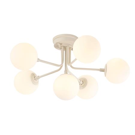 JONATHAN Y Lighting Olivier 6 Light 24" Wide LED Semi-Flush Ceiling Fixture / Converts to Pendant Almond / White