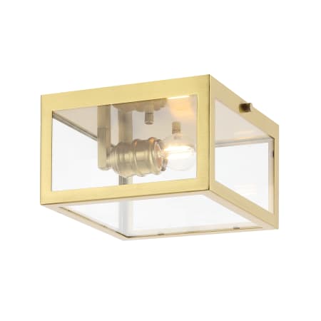 JONATHAN Y Lighting Eleanor 8" Wide LED Flush Mount Square Ceiling Fixture Brass Gold