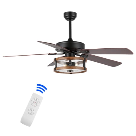 JONATHAN Y Lighting Joanna 52" 5 Blade Indoor Smart LED Ceiling Fan with Remote Control Black / Brown