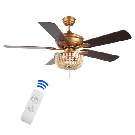 JONATHAN Y Lighting Erin 52" 5 Blade Indoor Smart LED Ceiling Fan with Remote Control Antique Gold Painting / Light Brown