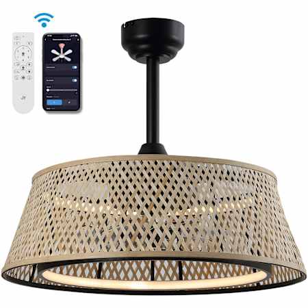 JONATHAN Y Lighting Cressida 12.5" 7 Blade Indoor Smart LED Ceiling Fan Light Brown / Black