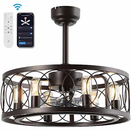 JONATHAN Y Lighting Celeste 11.5" 7 Blade Indoor Smart LED Ceiling Fan Oil Rubbed Bronze