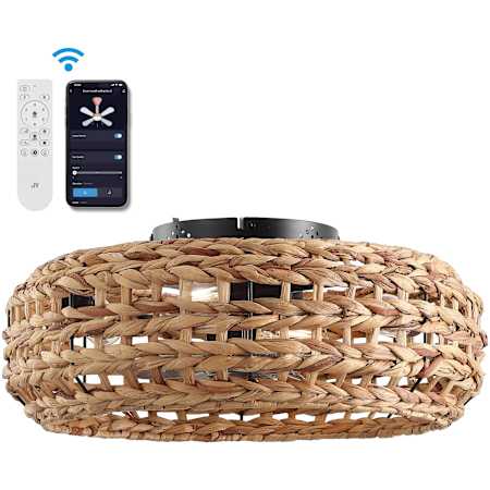 JONATHAN Y Lighting Archer 11.5" 7 Blade Indoor Smart LED Ceiling Fandelier Brown / Black