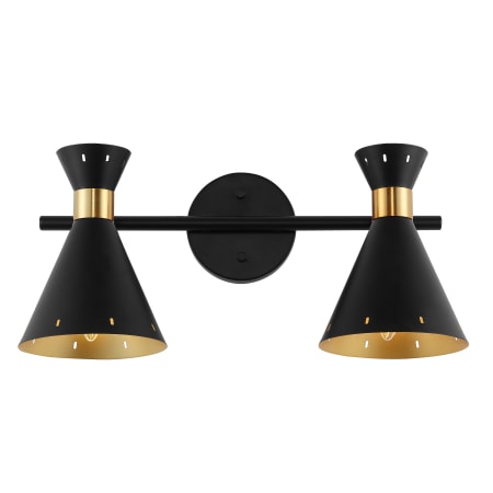 JONATHAN Y Lighting Elroy 2 Light 18" Wide LED Fixed Rail Wall or Ceiling Fixture with Metal Shades Black