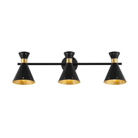 JONATHAN Y Lighting Elroy 3 Light 31" Wide LED Fixed Rail Wall or Ceiling Fixture with Metal Shades Black