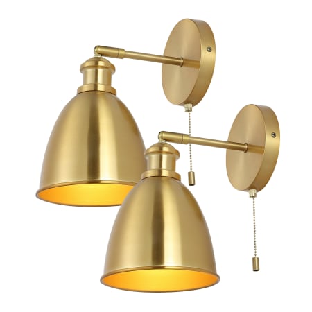 JONATHAN Y Lighting Hudson 11" Tall LED Wall Sconce - Set of 2 Brass Gold