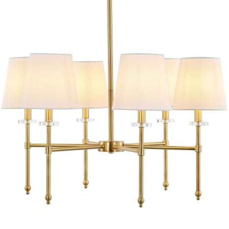 JONATHAN Y Lighting Cillian 6 Light 27" Wide LED Chandelier Brass Gold / Clear