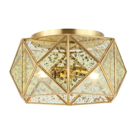 JONATHAN Y Lighting Violet 2 Light 13" Wide LED Flush Mount Ceiling Fixture Brass Gold