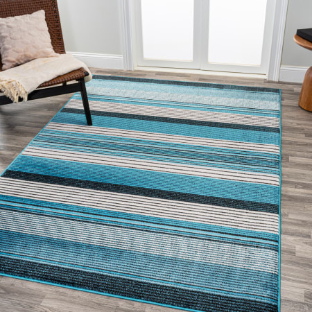 JONATHAN Y Lighting Luxor 4' x 6' Polypropylene Striped Indoor Rectangular Area Rug Blue / Navy