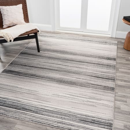 JONATHAN Y Lighting Luxor 5-1/4' x 8' Polypropylene Striped Indoor Rectangular Area Rug Gray / Black