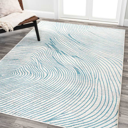 JONATHAN Y Lighting Luxor 5-1/4' x 8' Polypropylene Abstract and Geometric Indoor Rectangular Area Rug Ivory / Blue