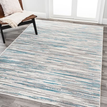 JONATHAN Y Lighting Luxor 5-1/4' x 8' Polypropylene Abstract and Striped Indoor Rectangular Area Rug Gray / Blue