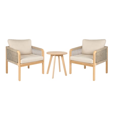 JONATHAN Y Lighting Aveiro Acacia Framed Polyester Outdoor Conversation Set Beige / Light Teak