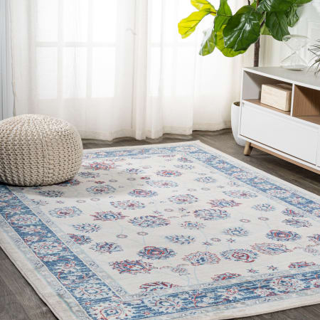 JONATHAN Y Lighting Modern Persian 4' x 6' Polypropylene Botanical, Moroccan & Tribal, Traditional, and Vintage Indoor Area Rug Blue / Ivory / Red