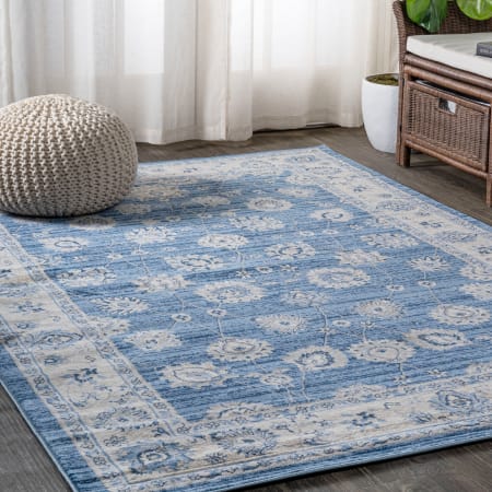 JONATHAN Y Lighting Modern Persian 7-3/4' x 10' Polypropylene Botanical, Moroccan & Tribal, Traditional, and Vintage Indoor Area Rug Blue / Ivory