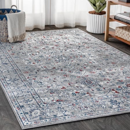JONATHAN Y Lighting Modern Persian 7-3/4' x 10' Polypropylene Vintage Traditional Rectangle Area Rug Light Gray / Multi