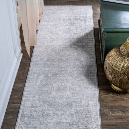 JONATHAN Y Lighting Modern Persian 2-1/4' x 8' Polypropylene Botanical, Traditional, and Vintage Indoor Runner Gray