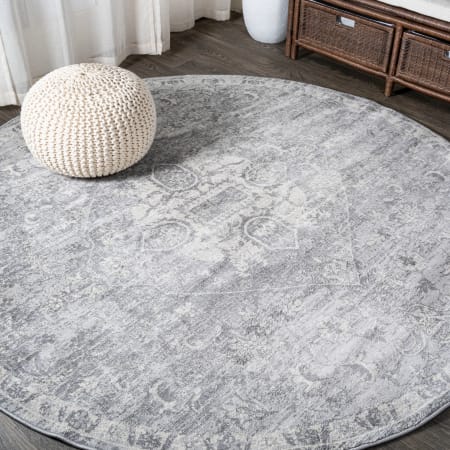 JONATHAN Y Lighting Modern Persian 6-1/2' x 6-1/2' Polypropylene Botanical, Traditional, and Vintage Indoor Area Rug Gray