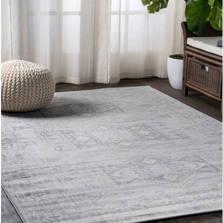 JONATHAN Y Lighting Modern Persian 3' x 5' Polypropylene Botanical, Traditional, and Vintage Indoor Area Rug Light Gray