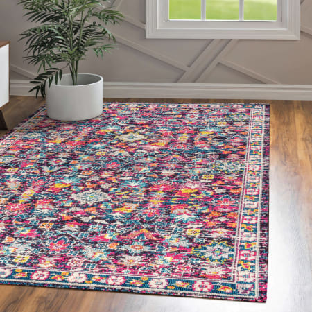 JONATHAN Y Lighting Modern Persian 8-3/4' x 12' Polypropylene Abstract, Border, Botanical, and Geometric Indoor Rectangular Area Rug Multi / Purple