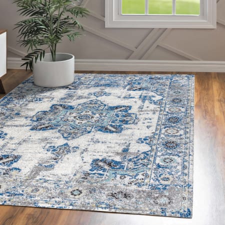 JONATHAN Y Lighting Modern Persian 5-1/4' x 7-1/2' Polypropylene Vintage Traditional Rectangle Area Rug Cream / Blue