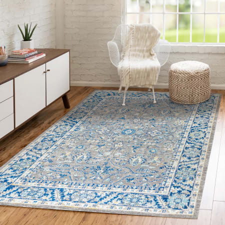 JONATHAN Y Lighting Modern Persian 3' x 5' Polypropylene Vintage Traditional Rectangle Area Rug Gray / Navy