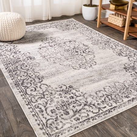 JONATHAN Y Lighting Modern Persian 3' x 5' Polypropylene Traditional Indoor Area Rug Dark Gray / Cream