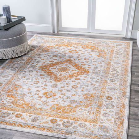 JONATHAN Y Lighting Modern Persian 4' x 6' Polypropylene Traditional Rectangle Area Rug Orange / Cream