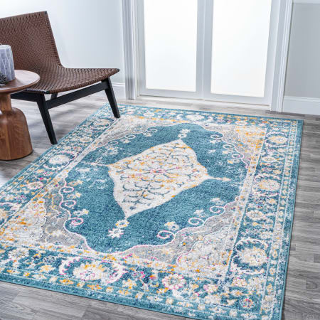 JONATHAN Y Lighting Modern Persian 5-1/4' x 7-1/2' Polypropylene Traditional Rectangle Area Rug Turquoise / Gray