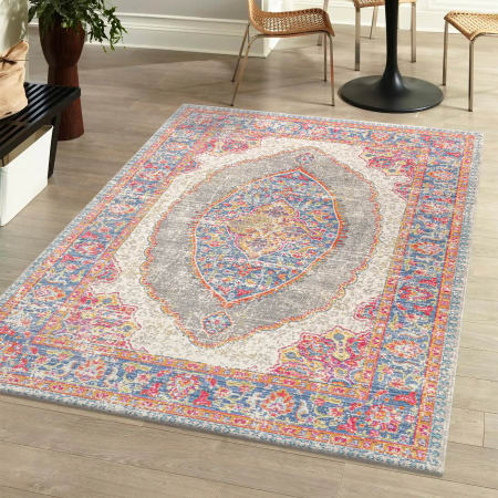 JONATHAN Y Lighting Modern Persian 4' x 6' Polyester Vintage Traditional Rectangle Area Rug Fuschia / Mustard / Indigo