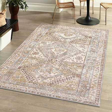 JONATHAN Y Lighting Modern Persian 3' x 5' Polyester Vintage Traditional Rectangle Area Rug Light Blue / Ivory