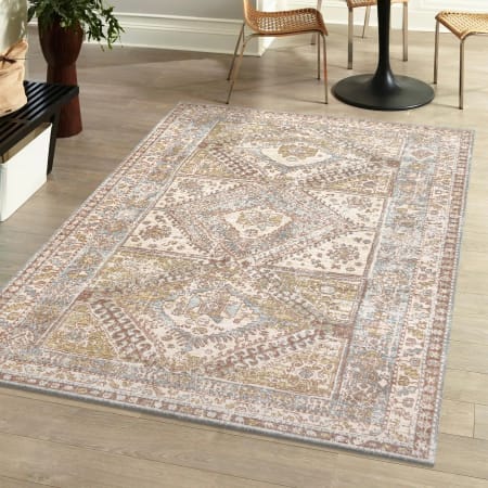 JONATHAN Y Lighting Modern Persian 5-1/4' x 7-1/2' Polyester Vintage Traditional Rectangle Area Rug Light Blue / Ivory