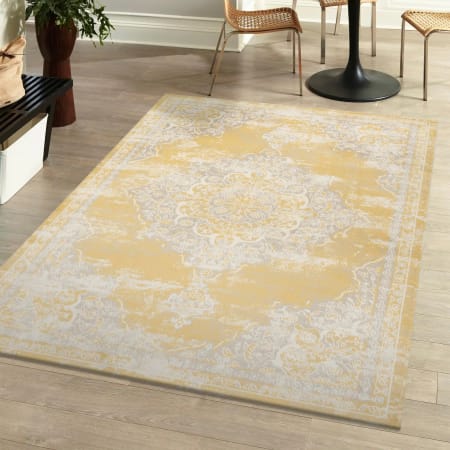 JONATHAN Y Lighting Modern Persian 7-3/4' x 10' Polypropylene Traditional Indoor Area Rug Yellow / Cream