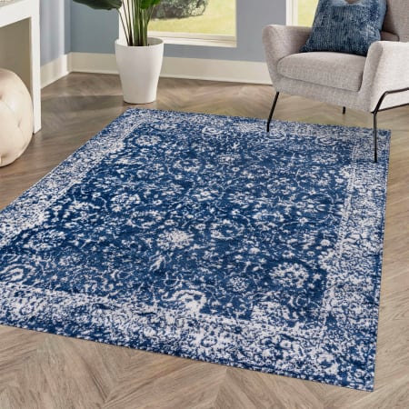 JONATHAN Y Lighting Modern Persian 4-1/4' x 6' Polypropylene Vintage Indoor Area Rug Blue