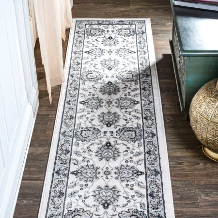 JONATHAN Y Lighting Modern Persian 2' x 10' Polypropylene Traditional Rectangle Area Rug Cream / Light Gray