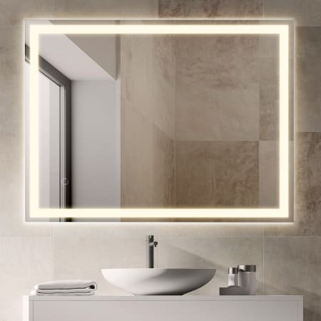 JONATHAN Y Lighting Pax 24" W x 32" H Modern Rectangular Frameless Bathroom Wall Mirror with Light White