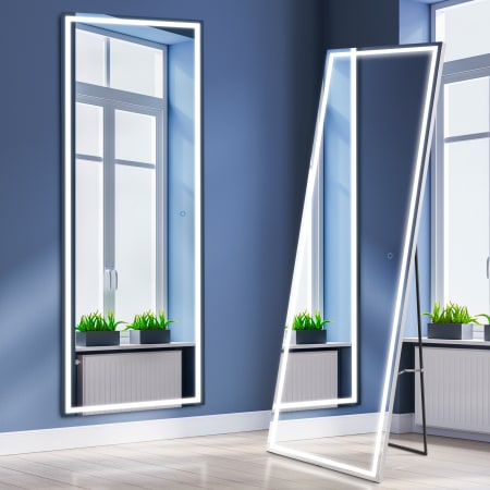 JONATHAN Y Lighting Soraya 22" W x 65" H Rectangular Frameless Bathroom Mirror Silver