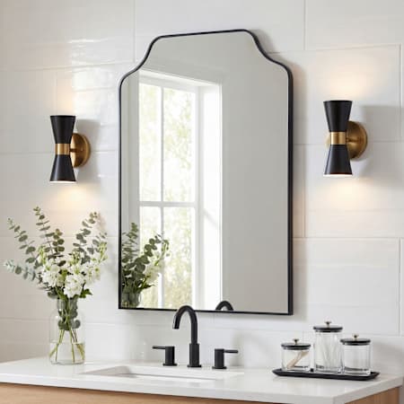 JONATHAN Y Lighting Lindie 24"W x 36"H Rectangular Flat Metal Framed Wall Mounted Bathroom Mirror Black
