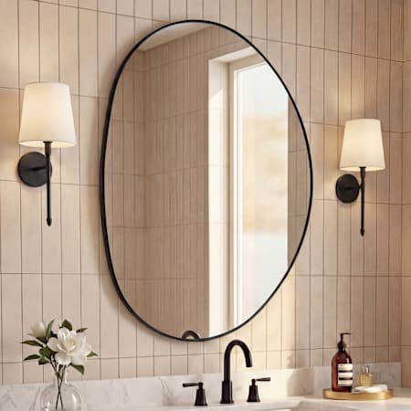 JONATHAN Y Lighting Aurelia 24"W x 36"H Specialty Flat Metal Framed Wall Mounted Bathroom Mirror Black