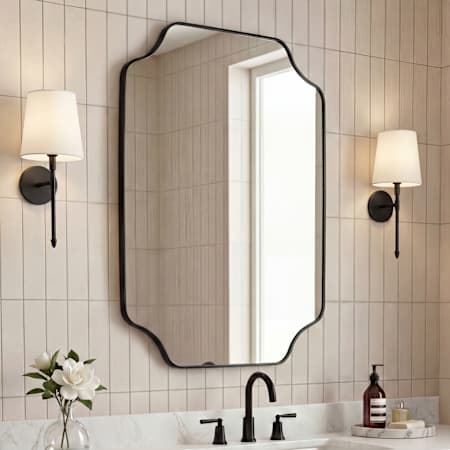 JONATHAN Y Lighting Alora 24"W x 36"H Rectangular Flat Metal Framed Wall Mounted Bathroom Mirror Black