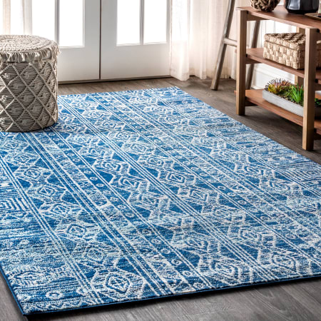 JONATHAN Y Lighting Moroccan HYPE 5-1/4' x 7-1/2' Polypropylene Vintage Moroccan / Tribal Transitional Rectangle Area Rug Blue / Gray
