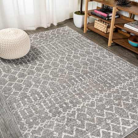 JONATHAN Y Lighting Moroccan Hype 10' x 13' Moroccan & Tribal and Trellis Indoor Rectangular Area Rug Gray / Ivory