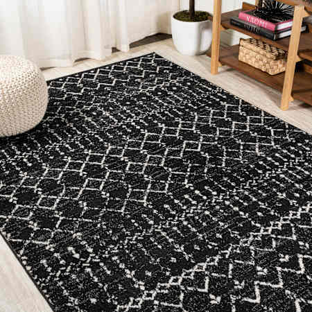 JONATHAN Y Lighting Moroccan Hype 10' x 13' Moroccan & Tribal and Trellis Indoor Rectangular Area Rug Black / Ivory