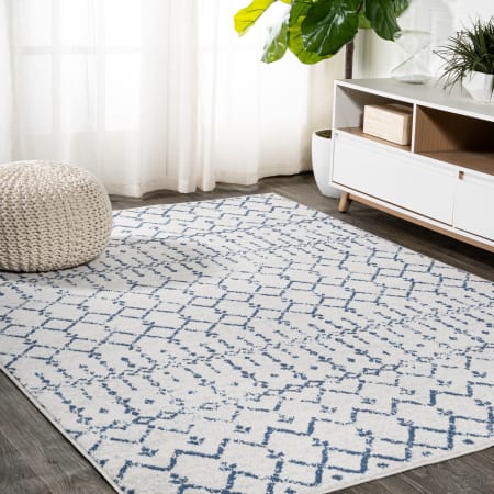 JONATHAN Y Lighting Moroccan Hype 7-3/4' x 10' Polypropylene Moroccan & Tribal and Trellis Indoor Area Rug Cream / Navy