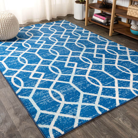 JONATHAN Y Lighting Moroccan Hype 5-1/4' x 7-1/2' Polypropylene Geometric and Trellis Indoor Area Rug Blue / Gray