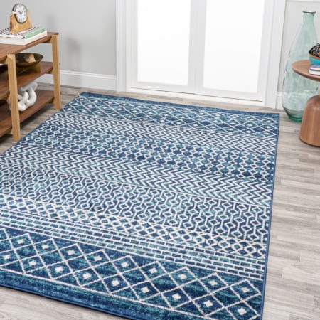 JONATHAN Y Lighting Moroccan Hype 3' x 5' Polypropylene Moroccan & Tribal Indoor/Outdoor Rectangular Area Rug Blue / Cream