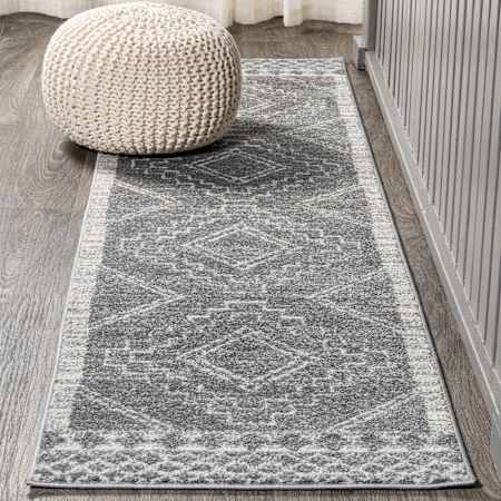 JONATHAN Y Lighting Moroccan Hype 2-1/4' x 10' Polypropylene Geometric and Moroccan & Tribal Indoor Runner Gray / Cream