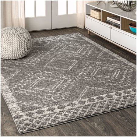 JONATHAN Y Lighting Moroccan Hype 9' x 12' Polypropylene Geometric and Moroccan & Tribal Indoor Area Rug Gray / Cream