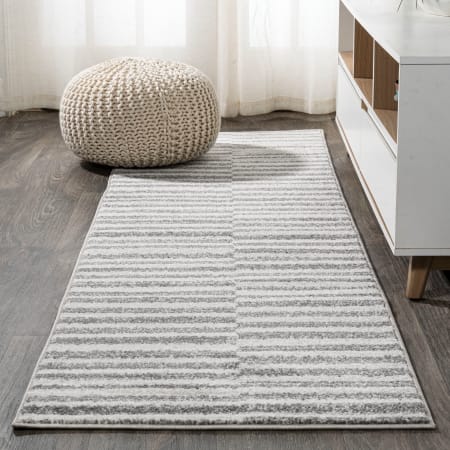 JONATHAN Y Lighting Moroccan Hype 2-1/4' x 8' Polypropylene Geometric, Moroccan & Tribal, and Striped Indoor Runner Gray / Cream