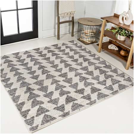 JONATHAN Y Lighting Moroccan Hype 4' x 4' Polypropylene Geometric Indoor Square Area Rug Cream / Gray